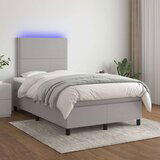  Box spring postelja z vzmetnico LED sv. siva 120x200 cm blago, (20789341) Cene