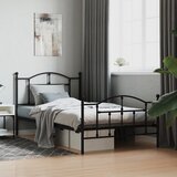  Metalni okvir kreveta uzglavlje i podnožje crni 107x203 cm | shoptok.hr