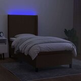  Box spring postelja z vzmetnico LED temno rjava 100x200cm blago, (20894084) | Shoptok.si