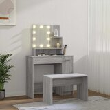  Set toaletnog stolića siva boja hrasta LED konstruirano drvo 86.5 x 35 x 136 cm | Shoptok.si