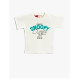 Koton Snoopy Licensed Printed T-Shirt Short Sleeve Cotton