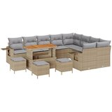 vidaXL 13-dijelni vrtni sofing set s jastučićima bež poli ratan akacije, 4-dijelni vrtni blagovaonski set s jastučićima bež poli ratan akacije | shoptok.hr
