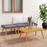 The Living Store Vrtna sedežna garnitura 4-delna z blazinami trden akacijev les - Vrtna Sedežna Garnitura, (21474466) | Shoptok.si