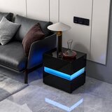 Pohištvo LED nočna omarica z 2 predaloma, daljinskim upravljalnikom, črna | Shoptok.si