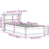  Okvir kreveta s uzglavljem bijeli 75x190 cm od borovine - Bijela 75 x 190 cm | shoptok.hr