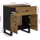 Noćni ormarić 50x33x60 masivno drvo bagrema i konstruirano drvo | shoptok.hr