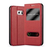 Cadorabo Samsung Galaxy NOTE 5 v žafranovo rdeča - Zaščitni ovitek z magnetnim zapiranjem, stoječo funkcijo in 2 okencema za gledanje, (20551848) | Shoptok.si