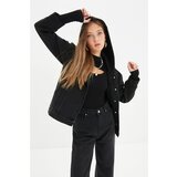 Trendyol Black Hooded Denim Jacket Cene