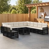  Sjedeća garnitura za vrt 12 kom. Crna i krem-bijela poliratan 100 x 55 x 73 cm | shoptok.hr