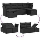  6-dijelni set vrtnih sofa s jastucima crni od poliratana | shoptok.hr