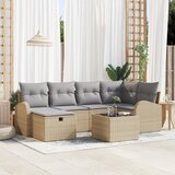 vidaXL 7-delni set vrtnega kavča z blazinami bež poli rattan | Shoptok.si