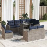  9-dijelni set vrtnih sofa poliratan i bagrem s jastucima sivi | shoptok.hr