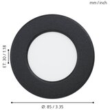 Eglo fueva 5 ugradbena led, 2,7w, 360lm, prom 86, ip44, crna/bijela/plastika | shoptok.hr