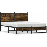 vidaXL Kovinski posteljni okvir brez vzmetnice dimljen hrast 137x190cm Cene