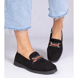 Gemre Black eco-suede moccasins with a gold ornament Daliana | Shoptok.si