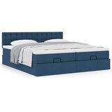 vidaXL Otomanski posteljni okvir z vzmetnicami moder 180x200 cm blago Cene