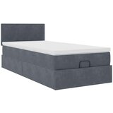 vidaXL Otomanski posteljni okvir z vzmetnico siv 90x200 cm žamet | Shoptok.si