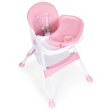 ECO TOYS Dječja stolica za hranjenje s pladnjem i košarom, pojas na 5 točaka, roza, | shoptok.hr