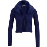 Orsay Blue women's cardigan with faux fur | Shoptok.si