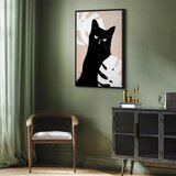  Slika - Cat in Monsteras (1 Part) Vertical 60x90 U crnom drvenom okviru | shoptok.hr