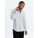 Ombre Oxford REGULAR men's fabric shirt - grey Cene