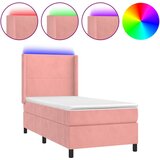 vidaXL Box spring postelja z vzmetnico LED roza 80x200 cm žamet, (20896772) Cene