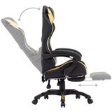 vidaXL racing stol z oporo za noge zlato in črno umetno usnje | Shoptok.si