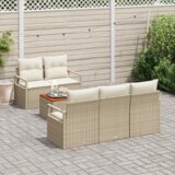 vidaXL 6-delni set vrtne sedežne garniture z blazinami Bež Poli ratan Akacija | Shoptok.si