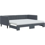 vidaXL Izvlečna dnevna postelja z vzmetnico tem. siva 90x200 cm žamet, (20936629) | Shoptok.si