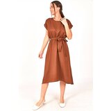 armonika Women's Brown Elastic Waist Tie-down DRESS Cene