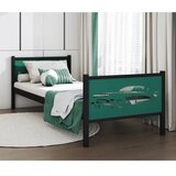 Molarem Home Metalni dječji krevet Astra - crni - zeleni - 200x90 cm - Bez madraca | shoptok.hr