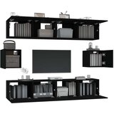  6-dijelni set TV ormarića crni od konstruiranog drva | shoptok.hr