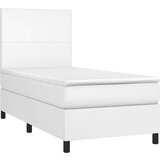  Box spring s madracem LED bijeli 90x200 cm umjetna koža | shoptok.hr