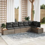 vidaXL set vrtne sofe od 6 dijelova s jastučićima siva poli ratan akacija | shoptok.hr