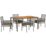 vidaXL 5-delni vrtnski jedilni set s blazinami siva poli ratan, (22087839) | Shoptok.si