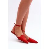 Boto Lace-up ballerina flats in red faux suede with pointed toes Ellesara | shoptok.hr