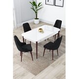 Hanah home trpezarijski set Lia, sto na razvlačenje i 4 stolice, bela ploča, noge boje oraha, crna tkanina Babyface | Eponuda.com