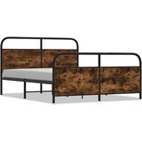 Maison Chic Kovinski Posteljni okvir - Dvoposteljna postelja - Zakonska postelja brez vzmetnice dimljen hrast 160x200cm, (21693866) Cene