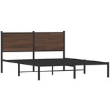  The Living Store Kovinski posteljni okvir brez vzmetnice rjavi hrast 140x200 cm - Posteljni Okvir, (21496954) | Shoptok.si