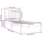  Posteljni okvir črn iz trdnega lesa 75x190 cm 2FT6, (20645433) | Shoptok.si