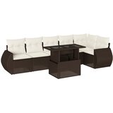  7-dijelni set vrtnih sofa od poliratana s jastucima smeđi | shoptok.hr