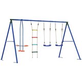  Set vanjskih ljuljački Šareni Čelik i PE - Plava 2x ljuljačka + ljestve + klizač | shoptok.hr