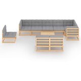  Sedežna garnitura 10-delna z blazinami trdna borovina | Shoptok.si