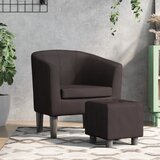 vidaXL Zaobljena fotelja s osloncem za noge smeđa od umjetne kože | shoptok.hr
