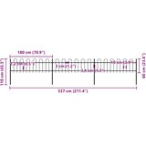  Vrtna ograda s obručem na vrhu Čelik 537 x 60 cm Crna | shoptok.hr