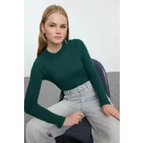 Trendyol Emerald Green High Collar Ribbed Flexible Slim Fit Knitted Blouse