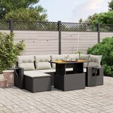  7-dijelni set vrtnih sofa od poliratana s jastucima crni | shoptok.hr