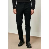 ALTINYILDIZ CLASSICS Men's Black Slim Fit Narrow Cut Dobby Flexible Casual Trousers