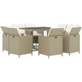  9-dijelni vrtni blagovaonski set od poliratana s jastucima bež 109 cm table length | shoptok.hr