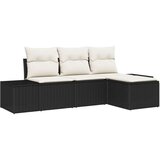  4-delni vrtni kavč set z blazinami črn poli ratan, (22093910) | Shoptok.si